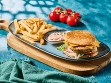 Grilled Chicken Burger Served With Fries